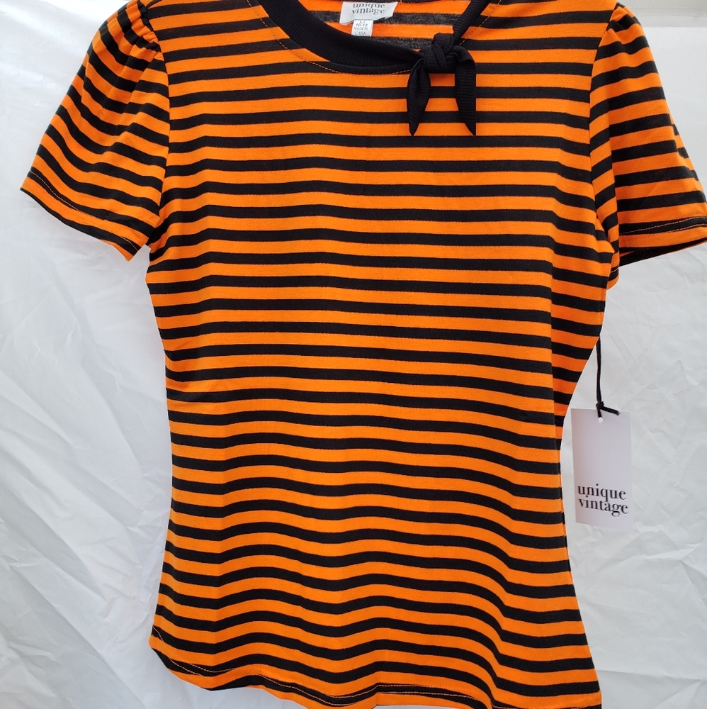 Orange and black frenchie top